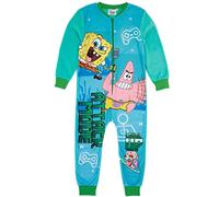 SPONGEBOB SQUAREPANTS Jungen Gamer Blue Onesie | All-in-One-Gaming-Fleece-Loungewear | Kinder-Pyjama-Pyjama-Schlafanzug-Nachtwäsche | Gemütliche Geschenkartikel - 7-8 Jahre