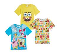 SpongeBob SquarePants Kinder 3 Pack T-Shirts Jungen Mädchen Dress Up Tops Sommer Baumwolle Tees Spongebob Geschenk, Multicolor, 4-5 Jahre