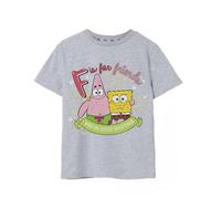 SPONGEBOB SQUAREPANTS Mädchen Graues Kurzarm-T-Shirt | F is for Friends - EIN grooviges T-Shirt für Junge Spongebob-Fans | Werde Teil der Bikini Bottom Crew