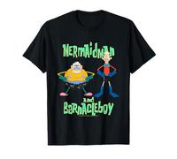 SPONGEBOB SQUAREPANTS Mermaidman und Barnacleboy T-Shirt, Herren, SpongeBob Fans, Erwachsene, Kurzarm, T-Shirt, Cartoon T-Shirt, Schwarz, S