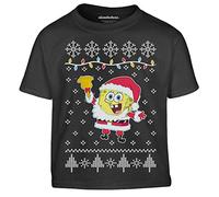 SPONGEBOB SQUAREPANTS Santa Jingle Bells Ugly Christmas Kinder Jungen T-Shirt 140 Schwarz