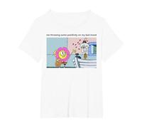 Spongebob Squarepants Throwing Positivity Meme T-Shirt, Damen Große Größen, Weiß, 1X