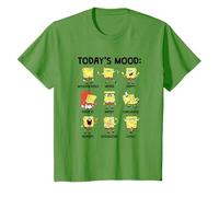 SPONGEBOB SQUAREPANTS Unisex T-Shirt Grau Klein Cartoon Many Faces SpongeBob T-Shirt Nickelodeon T-Shirt Bikini Bottom Happy Birthday Ocean Sea Chill Mood Klassisch geschnitten, doppelt genähter Saum