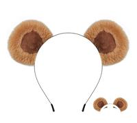 Spooktacular Creations Bärenohr-Stirnband, braunes Glücksbärchi-Ohr, bewegliches Haarband, Streifenhörnchen-Ohren zum Waschen des Gesichts, Make-up, Stirnband, Cosplay-Hüte
