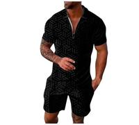sport anzug herren, Sommer Outfit Herren T Shirt Und Hose Set - Freizeitanzug Gym Freizeit 2-Teiler Business Casual Hausanzug Sommeranzug Streetwear Sommer Baggy Rainingsanzug