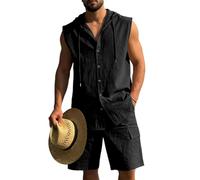 sport anzug herren, Sommer Outfit Herren T Shirt Und Hose Set - Sommeranzug Gym Casual 2-Teiler Baggy Sommer Rainingsanzug Jogginganzug Elegant Kurz Business Jogging Anzug