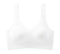 Sport BH Damen Push Up, Damen Bustier Weiß, Bra Seamless DehnbarAnti Sag BH Bügelloser Mittel Halt Soft-BH Atmungsaktiv Extradünn Tshirt BH Stilvolle Elegant Still BH Solid Klassische