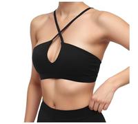 Sport BH Damen Sexy Neckholder - Rückenfrei Bralette Damen Ohne Bügel Starker Halt Spaghettiträger BHS mit Gepolstert Rückenfrei Push up Tanktop Kreuzträger Büstier Minimizer Bustier für Yoga