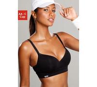 Sport-BH H.I.S, Damen, Gr. 85, Cup C, schwarz, Microtouch, Obermaterial: 85% Polyamid, 15% Elasthan, BHs Sport-BH, mit Push-up-Kissen (779656-85) schwarz