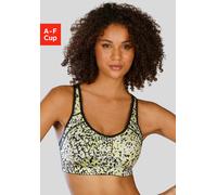 Sport-BH LASCANA ACTIVE, Damen, Gr. 70, Cup E, schwarz (schwarz, print), Microtouch, Obermaterial: 76% Polyamid, 24% Elasthan, BHs Sport-BH, mit integrierten Schalen im Cup (14488756-70) schwarz, prin