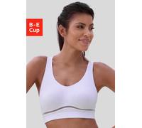 Sport-BH LASCANA ACTIVE, Damen, Gr. 75, Cup B, weiß, Microtouch, Obermaterial: 90% Polyester (COOLMAX), 10% Elasthan (LYCRA), BHs Sport-BH, mit LA-Buchstaben aus funkelnden Pailletten aus Coolmax-Mate