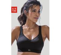 Sport-BH LASCANA ACTIVE, Damen, Gr. 90, Cup D, schwarz, Microtouch, Obermaterial: 54% Polyamid (TACTEL), 32% Baumwolle, 14% Elasthan (LYCRA), BHs Sport-BH, ohne Bügel mit breiten, wattierten Trägern,