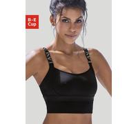 Sport-BH LASCANA ACTIVE, Damen, Gr. 90, Cup E, schwarz, Microtouch, Obermaterial: 76% Polyamid, 24% Elasthan, BHs Sport-BH, ohne Bügel in Longform - ideal für Yoga, Sport-Top (74834360-90) schwarz