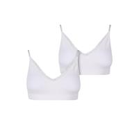 Sport-BH URBAN CLASSICS "Urban Classics Ladies Padded Rip Bra 2-Pack", Damen, Gr. M, Cup 0, weiß, weiß, 92% Nylon, 8% Elasthan, BHs Sport-BH (50215002-M) weiß, weiß