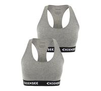 Sport-Bustier CHIEMSEE, Damen, Gr. XS (32), Normalgrößen, medium grau, medium grau, 71% Baumwolle, 24% Viskose, 5% Elasthan, unifarben, eng, BHs, - in vorteilhaftem 2er Pack (65095040-XS) medium grau,