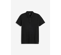 Poloshirt BONPRIX, Herren, Gr. 52/54 (L), schwarz, Jersey, Obermaterial: 60% Baumwolle, 40% Polyester, unifarben, regular fit hüftbedeckend, Rundhals, angesetztes Bündchen, Shirts, Basic-Form, Baumwol