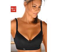 Sport-Push-up-BH LASCANA ACTIVE, Damen, Gr. 75, Cup C, schwarz, Microtouch, Obermaterial: 85% Polyamid, 15% Elasthan, BHs, mit Bügel und eingearbeiteten Push-up-Kissen (76505719-75) schwarz