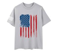 Sport Shirt MäNner Baumwolle T-Shirt Amerika USA Flagge Stars and Stripes Kurzarm Atmungsaktiv Tshirt Freizeit Drucken Tops Shirt Männer Sportshirts Rundhalsausschnitt kurzärmelig