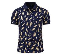 Sport Shirt Männer Hemd Herren Kurzarm Weiß T-Shirt Weiß Reverskragen Federdruck Halbe Knopfleiste Golf Shirt Kurzarm Slim Fit Businesshemden Regular Fit Arbeits T-Shirt Polohemd Herren (Marine, Xl)