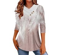 Sport Shirts Für Damen Henley Langes Tshirt Damen Cut Out Oberteil Damen Damen Blusen Damen Oberteile Elegant Poloshirt Damen Langarm T Shirts Damen Tunika Damen Langarm(1-Pink,XXL)