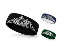 Sport Stirnband Berge - Doppelseitiges Performance Headband, Unisex, Nachhaltig, Elastisch, Leicht & Atmungsaktiv - Ideal zum Wandern, Laufen, Radfahren & Outdoor - Feuchtigkeitsableitend & Rutschfest
