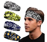 Sport Stirnband Herren 5 Pcs Schweißband Stirn,Stretchy Haarband Schweißabsorption Atmungsaktiv Haarreif Männer Geeignet Für Bewegung,Fitness,Laufen