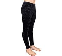 Sport Stretch Leggings Elastisch Velvet Dehnbar Crash Samt Turnhose passend zum Turnanzug Kinder Mädchen Hüfthose Normale Taille Bundhöhe Farbe Schwarz, Größe 140