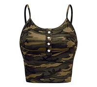 Sport Top Damen Camouflage - Camouflage Tank Top Damen - Sexy Tanktop Sommer Ärmellose Kurzes Trägertop Spaghetti Tshirt Cami Shirt Ärmellos Kurz T-Shirt Kurze Sport BH Eng Y2K Baumwolle Bauchfrei