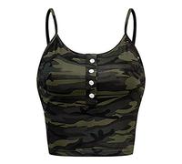 Sport Top Damen Camouflage - Camouflage Tank Top Damen - Sexy Tanktop Sommer Ärmellose Kurzes Trägertop Spaghetti Tshirt Cami Shirt Ärmellos Kurz T-Shirt Kurze Sport BH Eng Y2K Baumwolle Bauchfrei