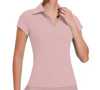 Sport-Tops für Damen, Basic-Tops, V-Ausschnitt, kurzärmelig, Blusen, schmale Passform, Polo-Shirts, leichtes Sommer-Top, Lauf-T-Shirt, Sport, Workout, Yoga-Top, B Pink, L