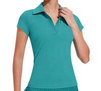 Sport-Tops für Damen, Basic-Tops, V-Ausschnitt, kurzärmelig, Blusen, schmale Passform, Polo-Shirts, leichtes Sommer-Top, Lauf-T-Shirt, Sport, Workout, Yoga-Top, B mint grün, L