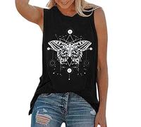 Sport Tshirt Ärmellose Damen Schmetterlingsdruck Top Casual Oberteil Sommer Party Ärmellos Tunika Tank Tops Locer Sexy Lässige Rundhals Vest Bluse Trägertop Große Größen Tees