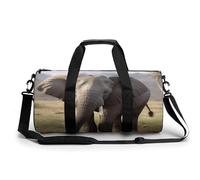 Sport-Turnbeutel für Damen und Herren, Basketball-Logo mit Flammen, zylindrische Reisetasche mit verstellbaren Trägern für Reisen, Sport, Workout, Elefant mit großen Ohren, 45x23x23CM, Reisetasche