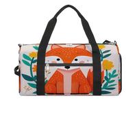 Sport-Turnbeutel für Damen und Herren, mit Schuhfach und Nasstasche, cooles Schlagzeug-Set, Reisetasche für Reisen, Sport, Fitness, Workout, Niedliche Fuchs-Blumen, Einheitsgröße, Reisetasche