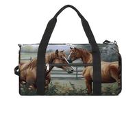 Sport-Turnbeutel für Damen und Herren, mit Schuhfach und Nasstasche, Tier-Tiger-Reisetasche für Reisen, Sport, Fitness, Workout, Tiere Stickerei Gemälde Pferde, Einheitsgröße, Reisetasche