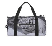 Sport-Turnbeutel für Damen und Herren, mit Schuhfach und Nasstasche, weiße Motten-Reisetasche für Reisen, Sport, Fitness, Workout, Weißer Tiger im Schnee, Einheitsgröße, Reisetasche