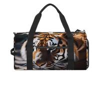 Sport-Turnbeutel für Damen und Herren, mit Schuhfach und Nasstasche, Weißwein, Käse, Kuchen, Trauben, Reisetasche, Reisetasche für Reisen, Sport, Fitness, Workout, Wildtier-Tiger, Einheitsgröße,