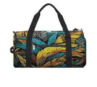 Sport-Turnbeutel für Damen und Herren, mit Schuhfach und Nasstasche, Zebra-Tiger-Leopardenmuster, Reisetasche für Reisen, Sport, Fitness, Workout, Tropische Blätter, Einheitsgröße, Reisetasche