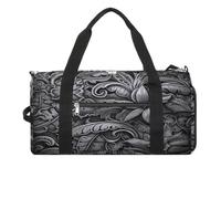 Sport-Turnbeutel für Damen und Herren, mit Schuhfach und Nasstasche, Zebra-Tiger-Leopardenmuster, Reisetasche für Reisen, Sport, Fitness, Workout, Tropisches Blumenrelief, Einheitsgröße, Reisetasche