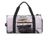 Sport-Turnbeutel für Damen und Herren, mit Schuhfach und Nasstasche, Zebra-Tiger-Leopardenmuster, Reisetasche für Reisen, Sport, Fitness, Workout, Katzendesign, Einheitsgröße, Reisetasche