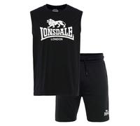 Sportanzug LONSDALE "ALLANTON", Herren, Gr. 5XL, schwarz-weiß (schwarz, weiß), Obermaterial: 60% Baumwolle, 40% Polyester, Sportanzüge, 2-teiliges Set, mit kontrastfarbenem Druck auf Brust und Obersch