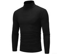 SPORTARC Stilvoller und bequemer einfarbiger Rollkragenpullover für Herren für schmale Passform, Schwarz , 3XL