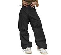 Sportbekleidung Damen Hose Damenhose mit hoher Taille und weitem Bein, lockere Lange Hosen fürs Büro Damen Schlafanzug Kurzarm Lange Hose (Black, S)