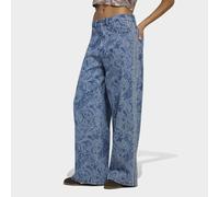 Sporthose ADIDAS ORIGINALS "ADIDAS LIBERTY LONDON FIREBIRD MID RISE, GERADES BEIN", Damen, Gr. 32, Länge 32, blau (medium vintage denim, light denim,), Obermaterial: 100% Baumwolle, Hosen Sporthose (2