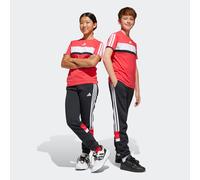 Sporthose ADIDAS SPORTSWEAR "SEASONAL ESSENTIALS TIBERIO 3-STREIFEN KIDS", Mädchen, Gr. 176, N-Gr, schwarz-weiß (schwarz, weiß, pure ruby,), Obermaterial: 70% Baumwolle, 30% Polyester, Hosen Sporthose