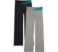 Sporthose BONPRIX "Baumwoll-Sporthose, Bootcut (2er Pack)", Damen, Gr. 36/38 (S), N-Gr, grau meliert, schwarz, Obermaterial: 95% Baumwolle, 5% Elasthan, regular fit, Hosen Sporthose, aus Stretch-Mater