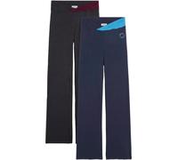 Sporthose BONPRIX "Baumwoll-Sporthose, Bootcut (2er Pack)", Damen, Gr. 52/54 (XXL), N-Gr, schwarz (schwarz meliert, dunkelblau), Obermaterial: 57% Baumwolle, 38% Polyester, 5% Elasthan, regular fit, H
