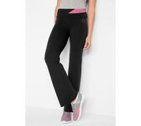 Sporthose BONPRIX, Damen, Gr. 40/42 (M), N-Gr, schwarz, rauchkoralle, Jersey, Obermaterial: 95% Baumwolle, 5% Elasthan, unifarben, unifarben mit Farbeinsatz, slim fit lang, Hosen Sporthose, aus Baumwo
