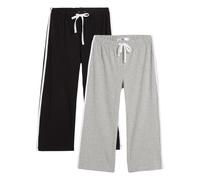 Sporthose BONPRIX, Damen, Gr. 44/46 (L), N-Gr, schwarz, hellgrau meliert, Jersey, Obermaterial: 86% Baumwolle, 9% Viskose, 5% Elasthan, kontrastfarbene Details, meliert, unifarben, skinny fit 3/4-Läng