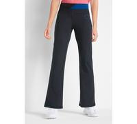 Sporthose BONPRIX, Damen, Gr. 56/58 (XXXL), N-Gr, schwarz (schwarz, enzianblau), Obermaterial: 95% Baumwolle, 5% Elasthan, slim fit, Hosen Sporthose, Baumwoll Sporthose mit Stretch, Bootcut (33801234-